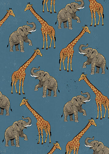 Playful Safari Animals Art Print