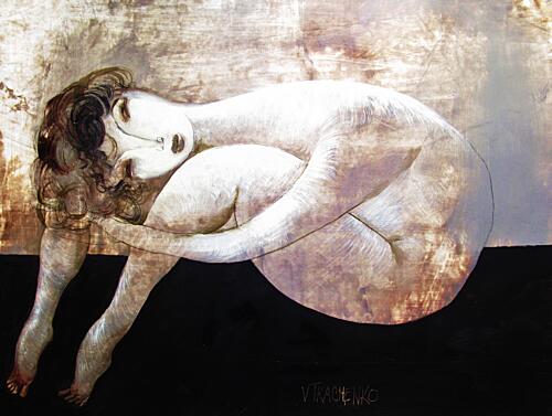 Curled Nude Figure Art Print