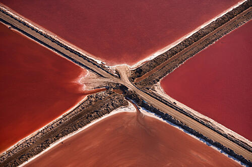 Abstract Red Salt Ponds Art Print by Johan Enslin