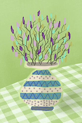 Pastel Floral Vase Gold Print