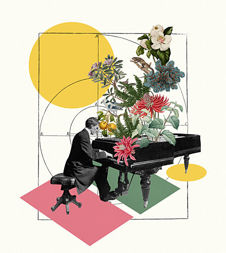 Pianists Floral Rhapsody Art Print