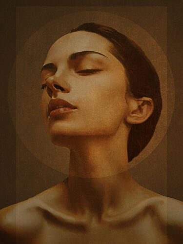 Serene Golden Portrait Gold Print