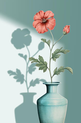 Coral Bloom Shadow Art Print