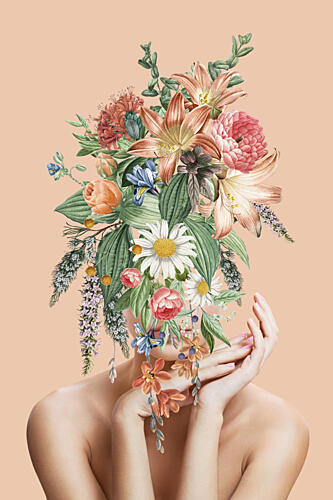 Floral Woman Portrait Art Print