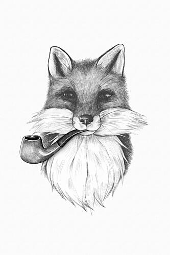 Dapper Fox with Pipe Art Print