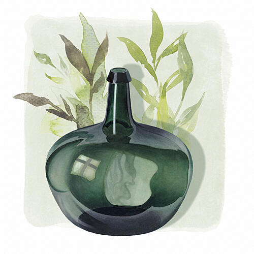 Green Bottle Still Life Art Print