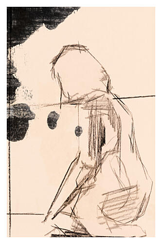 Pensive Figure Sketch Art Print