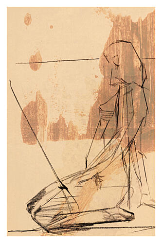 Contemplative Abstract Figure Art Print by Cartissi