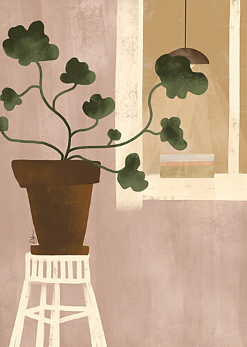 Cozy Houseplant Window Art Print by Elsa Natterdal