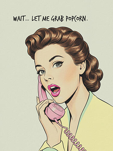 Retro Popcorn Call Pop art reproduction