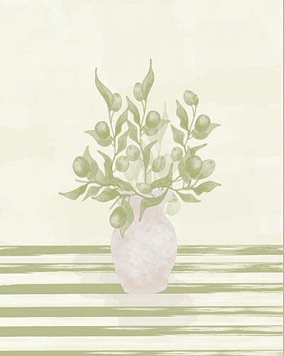 Muted Olive Branches Art Print