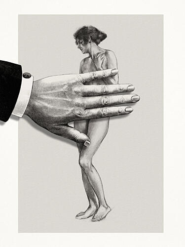 Hand Covers Nude Figure Art Print