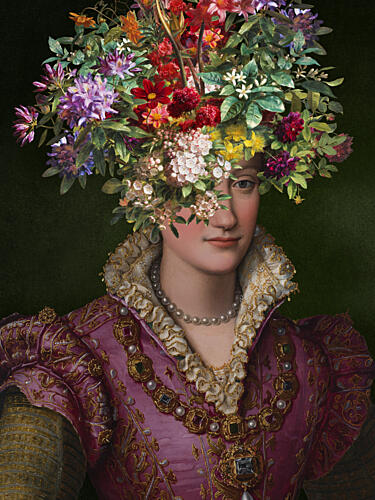 Regal Woman Floral Crown Art Print