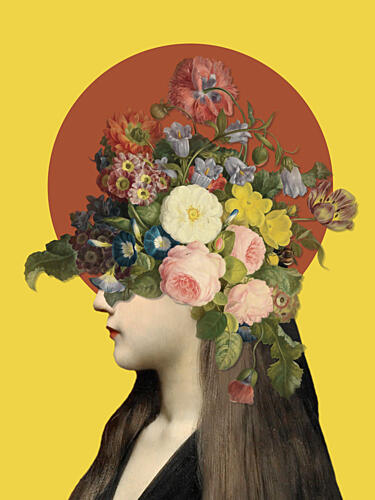 Floral Woman Profile Art Print