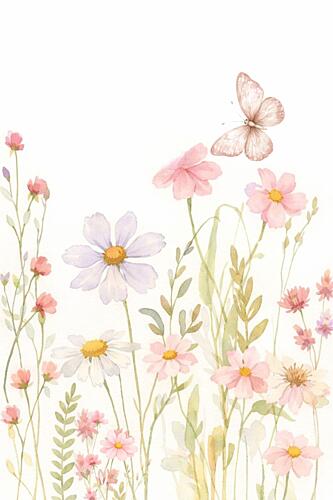 Soft Watercolor Wildflowers Art Print