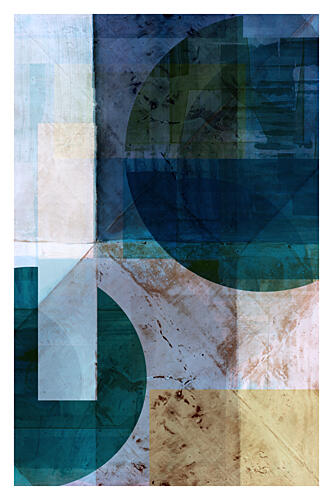 Blue Geometric Layers Art Print by Cartissi