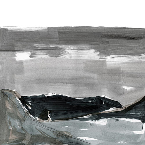 Abstract Grey Mountains Art Print by Cartissi