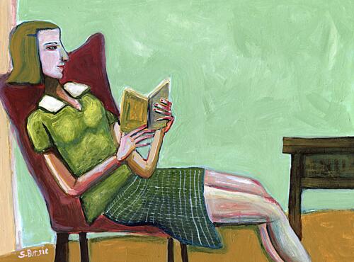 Woman Reading Book Art Print