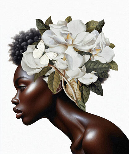 Magnolia Butterfly Portrait Art Print