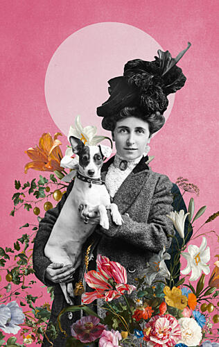 Vintage Woman and Dog Art Print