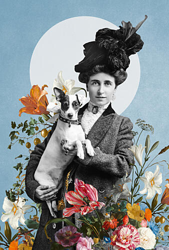 Vintage Lady Floral Portrait Art Print