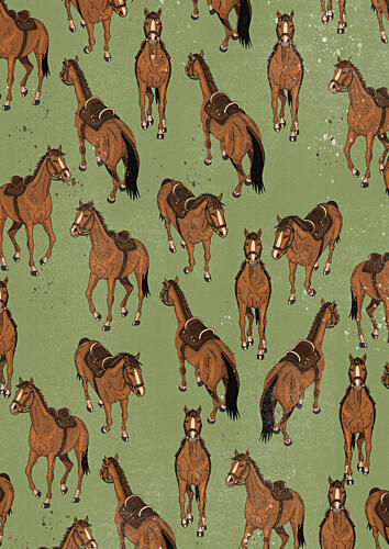 Brown Horses Pattern Art Print