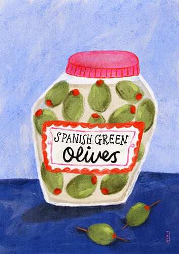 Spanish Green Olives Jar Art Print