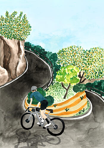 Scenic Mountain Cycling Art Print