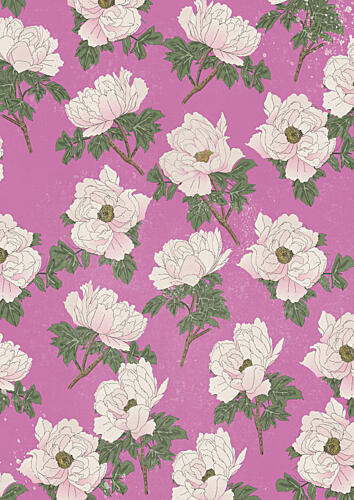 Vibrant Pink Peony Pattern Art Print