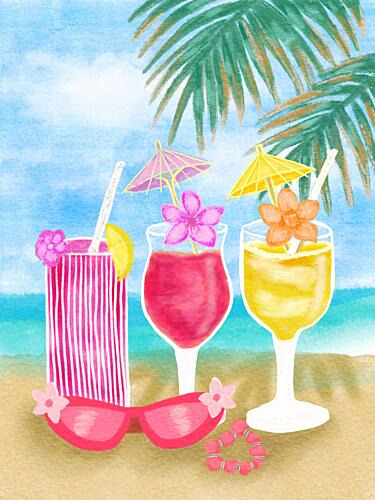 Tropical Beach Drinks Art Print