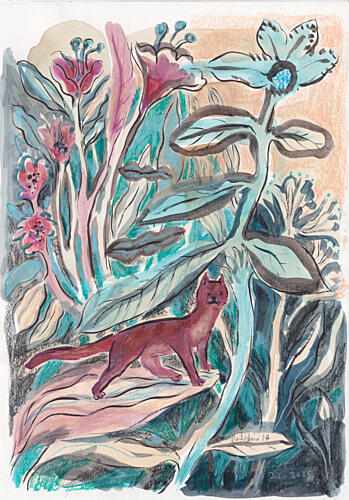 Whimsical Jungle Cat Art Print