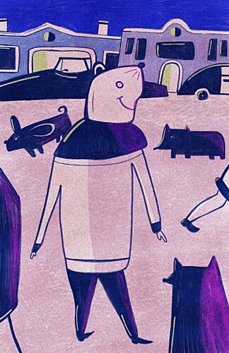Friendly Creature Night Walk Art Print by Ellis Illustrations