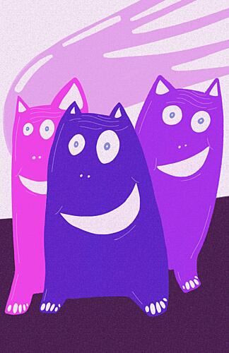 Colorful Smiling Monsters Art Print by Ellis Illustrations