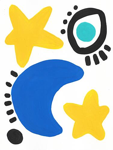 Playful Celestial Shapes Art Print by Lerin Freyou
