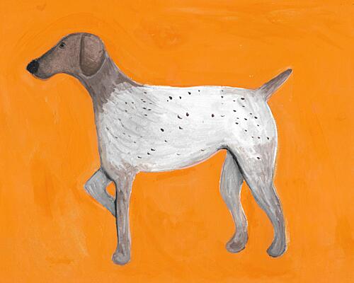 Orange Pointing Dog Art Print by Lerin Freyou