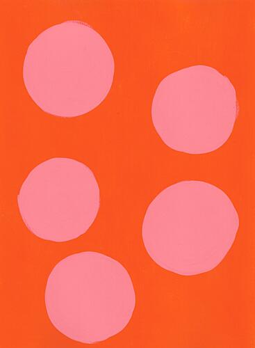 Pink Dots on Orange Art Print by Lerin Freyou