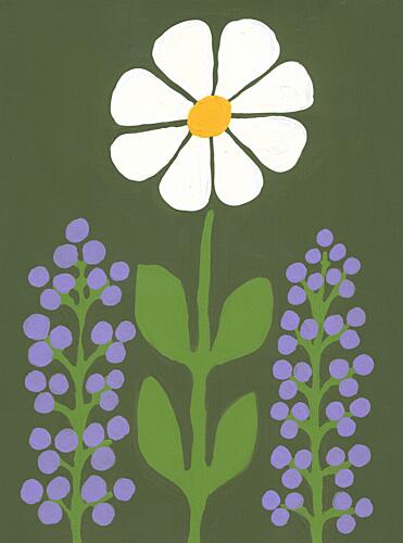 Retro Daisy Garden Art Print by Lerin Freyou