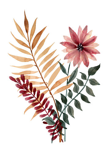 Autumn Watercolor Botanicals Art Print