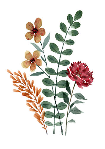 Rustic Watercolor Flowers Art Print