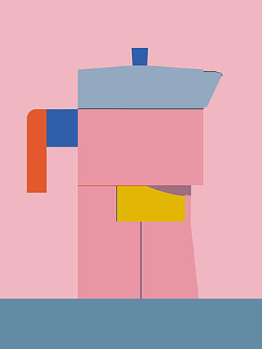Colorful Geometric Coffee Pot Art Print by Daria Ivanovna