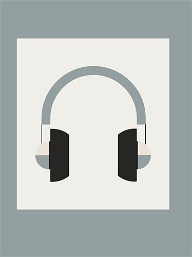 Minimalist Grey Headphones Art Print by Daria Ivanovna