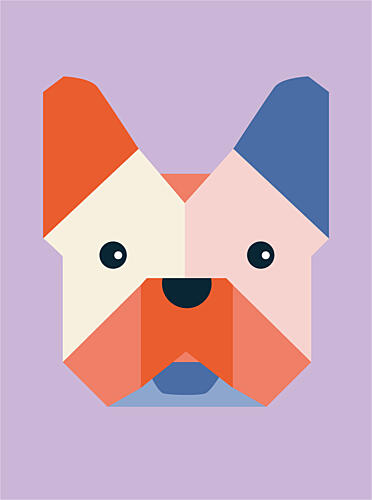Modern Geometric Pup Pop art reproduction