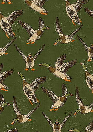 Vintage Mallard Duck Pattern Art Print