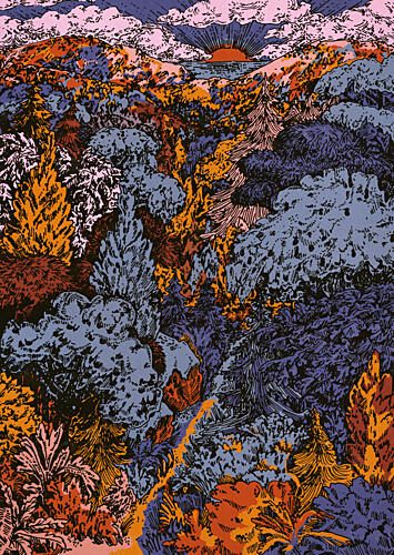 Vibrant Forest Sunset Art Print