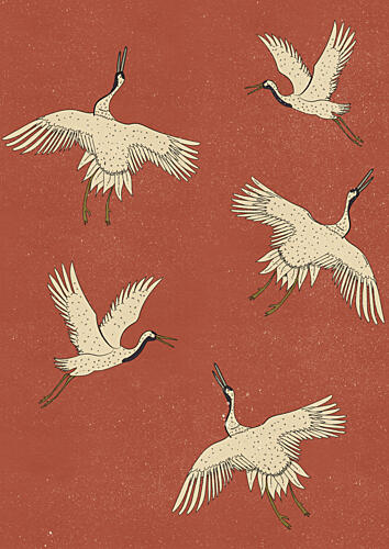 Graceful Crane Flight Art Print