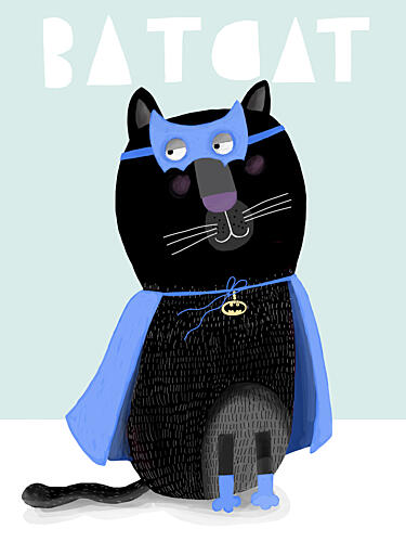 Black Cat Superhero Pop art reproduction