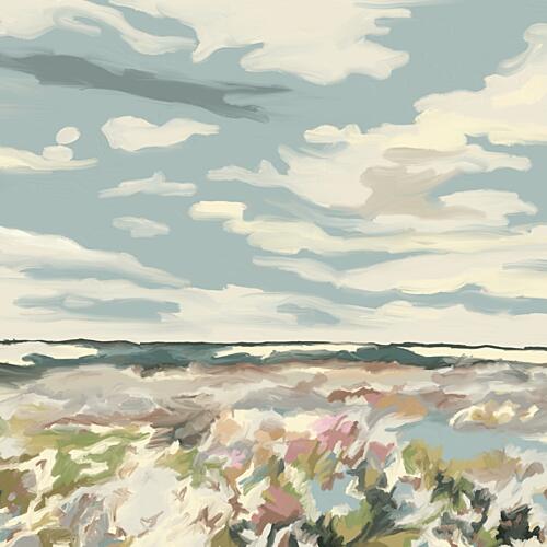 Dune Flowers Ocean Sky Art Print
