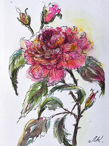 Watercolor Rose Bloom Art Print