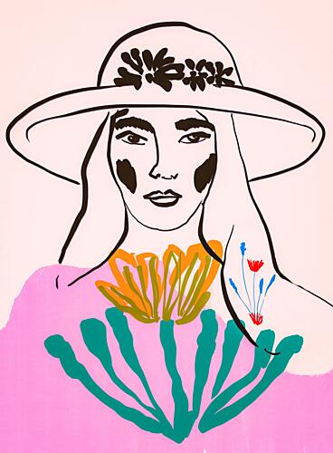 Vibrant Floral Woman Portrait Art Print
