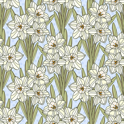 Fresh Daffodil Pattern Art Print by Olena Kovalova